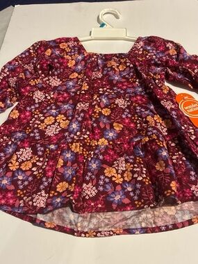 wonder nation Burgundy Floral Peasant Top